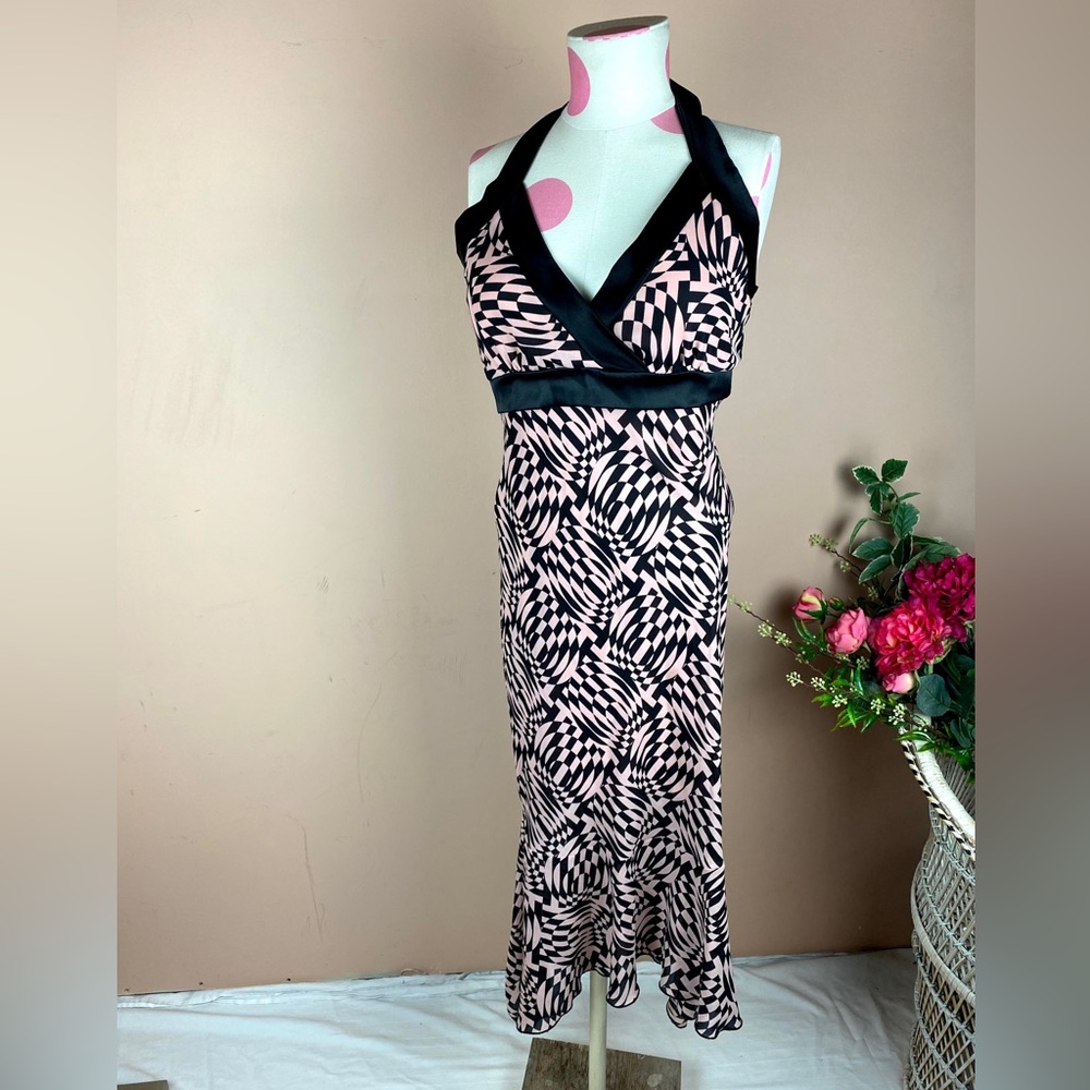 Y2K Halter Neck Geometric Dress